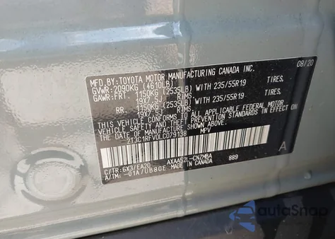 2020 Toyota Rav4 Xle Premium from USA, damaged, VIN 2T3C1RFV0LC079138